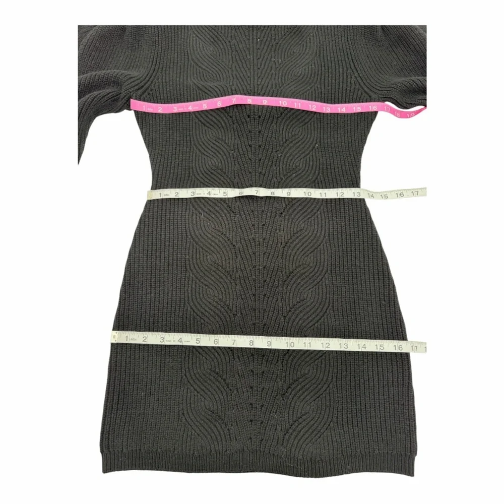 Rebecca Minkoff Black Knit Puff Sleeve Open‎ Back Mini Dress NWOT